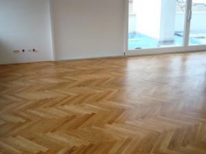 Stabparkett - verlegt in Fischgrätmuster